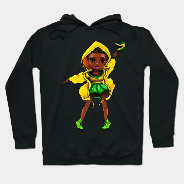 Jamaican girls women Jamaica Pride anime girl Chible Jamaica flag Hoodie by Artonmytee